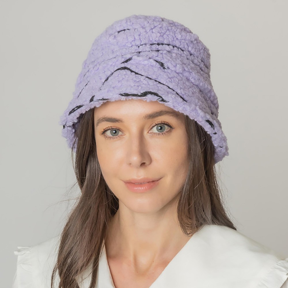 Fuzzy Tribal Striped Bucket Hat. - Adjustable Draw String - One Size Fits Most - 100% Polyester view 2