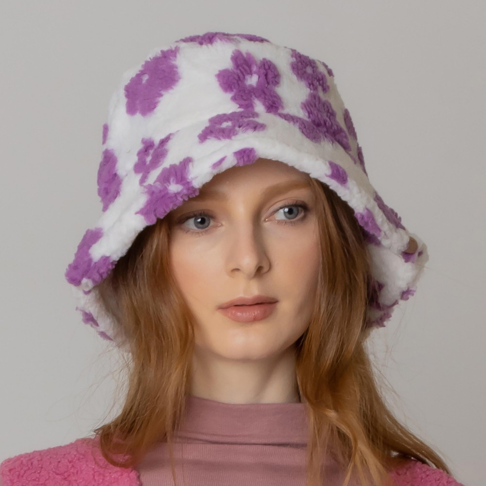 Flower Bucket Hat - One Size Fits Most (Internal Adjustable Drawstring) - 100% Polyester view 2