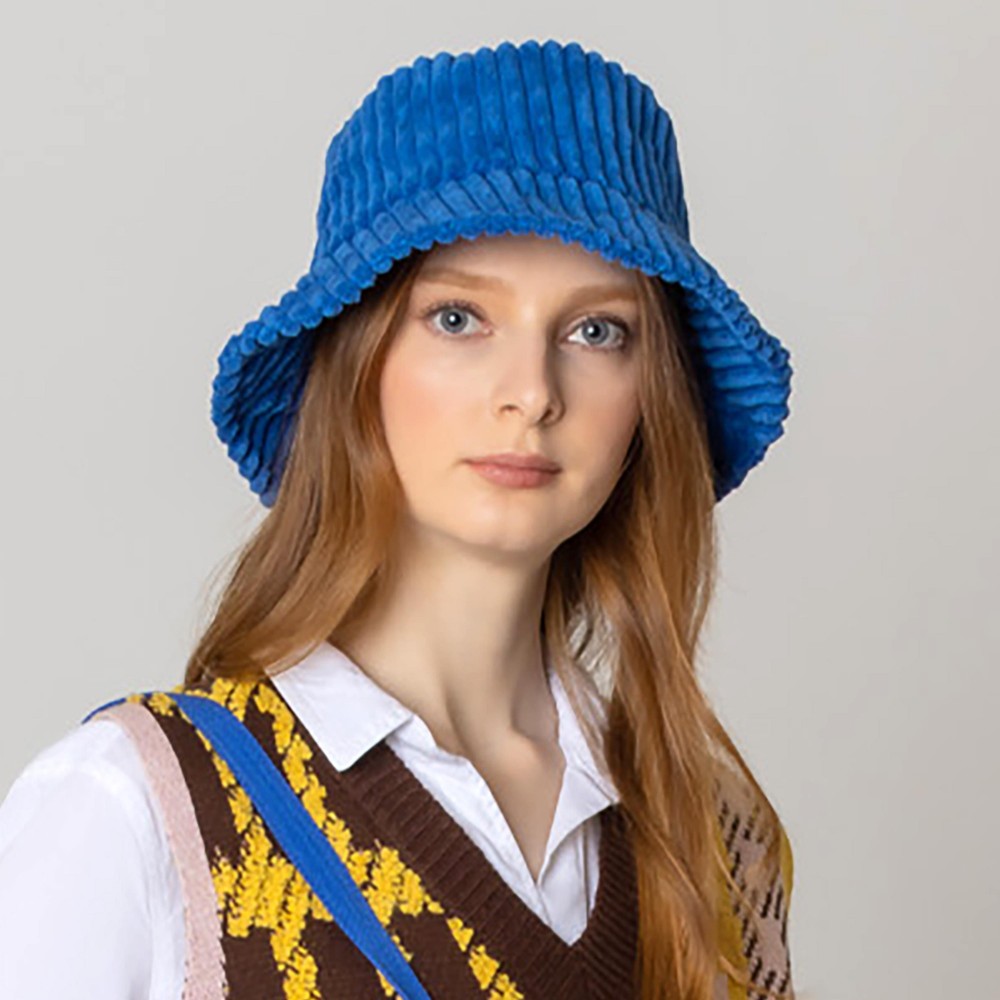 Do Everything In Love Solid Corduroy Bucket Hat - One Size - Lined/ Adjustable Drawstring - 100% Polyester view 2