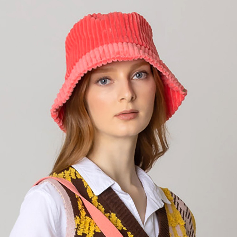 Do Everything In Love Solid Corduroy Bucket Hat - One Size - Lined/ Adjustable Drawstring - 100% Polyester view 2