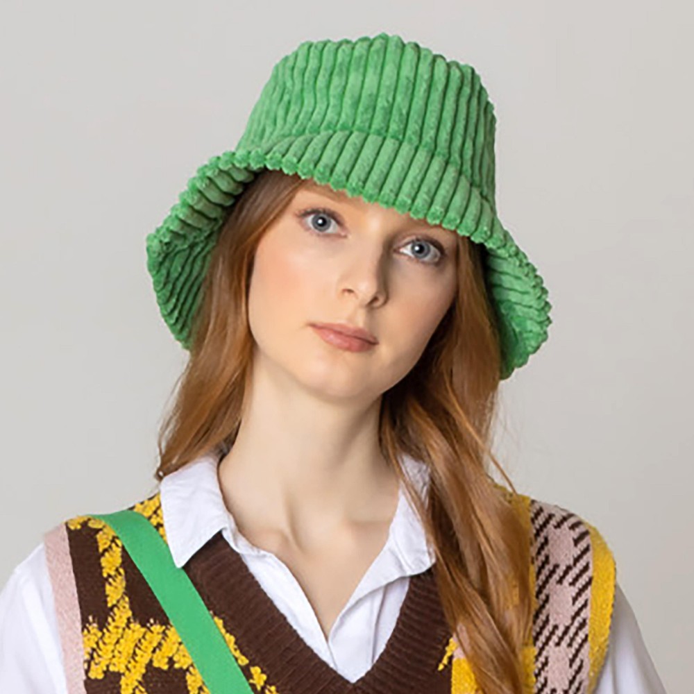 Do Everything In Love Solid Corduroy Bucket Hat - One Size - Lined/ Adjustable Drawstring - 100% Polyester view 2