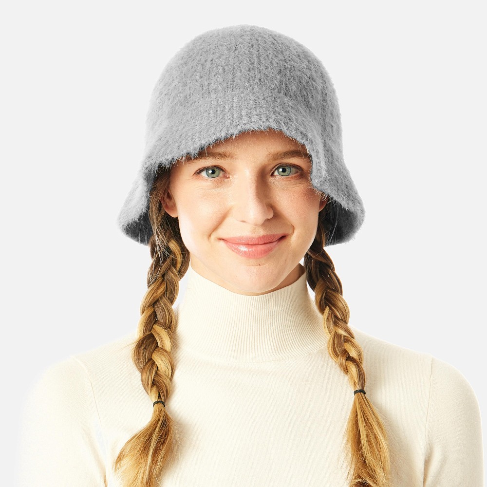 Thick Cable Knit Bucket Hat - One Size Fits Most - 50% Acrylic / 50% Nylon view 2