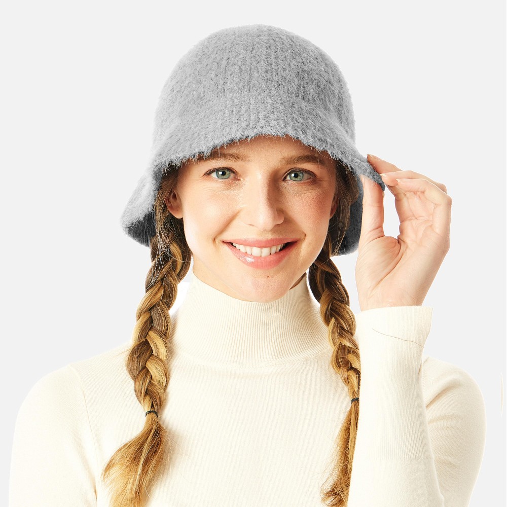 Thick Cable Knit Bucket Hat - One Size Fits Most - 50% Acrylic / 50% Nylon view 4