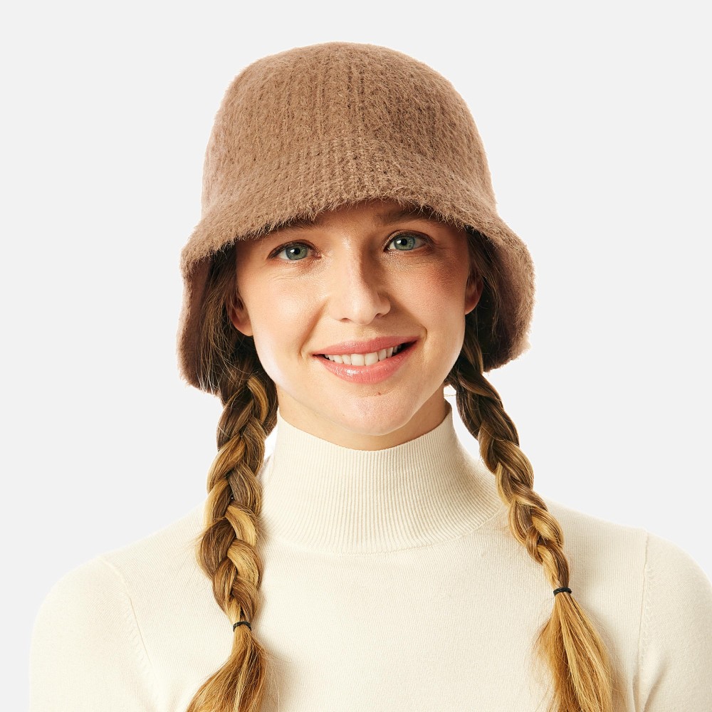 Thick Cable Knit Bucket Hat - One Size Fits Most - 50% Acrylic / 50% Nylon view 2
