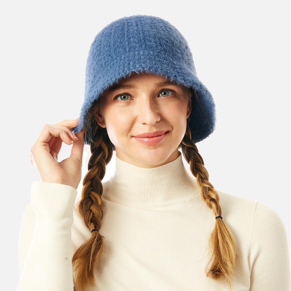 Thick Cable Knit Bucket Hat - One Size Fits Most - 50% Acrylic / 50% Nylon view 2