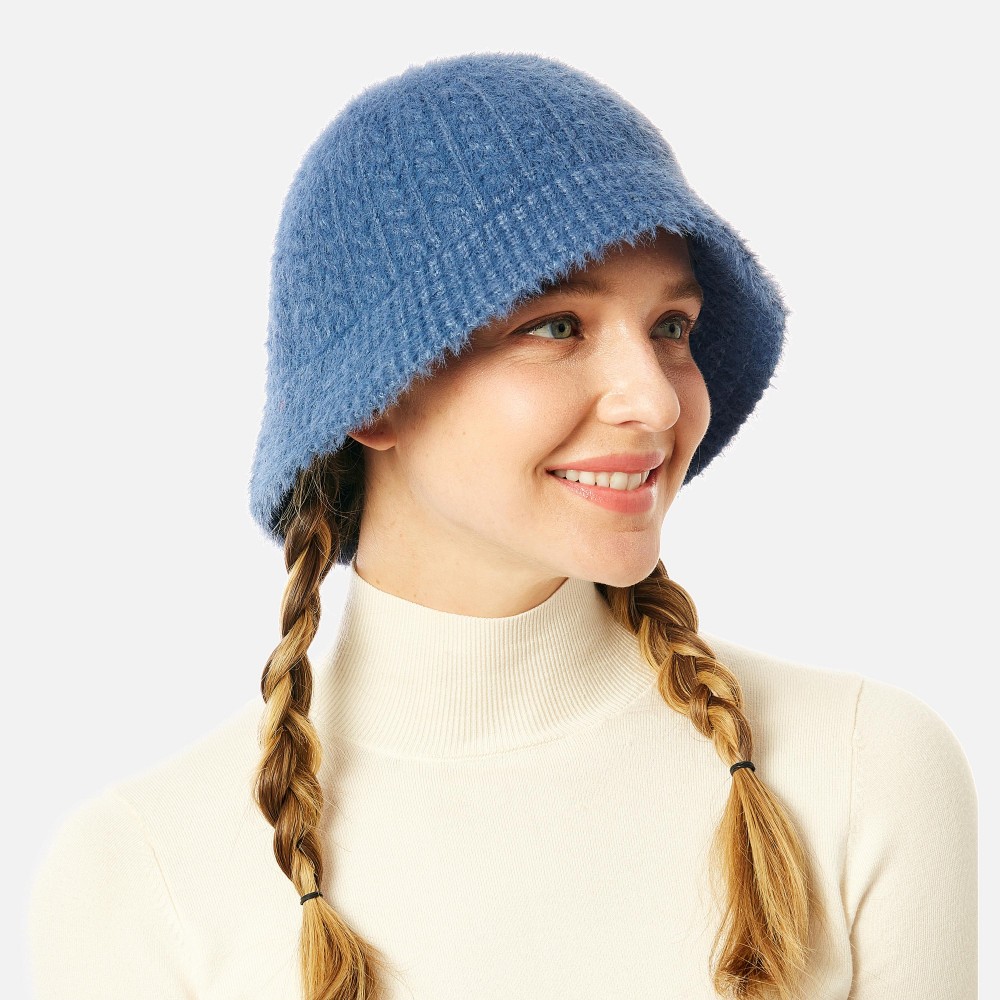 Thick Cable Knit Bucket Hat - One Size Fits Most - 50% Acrylic / 50% Nylon view 4