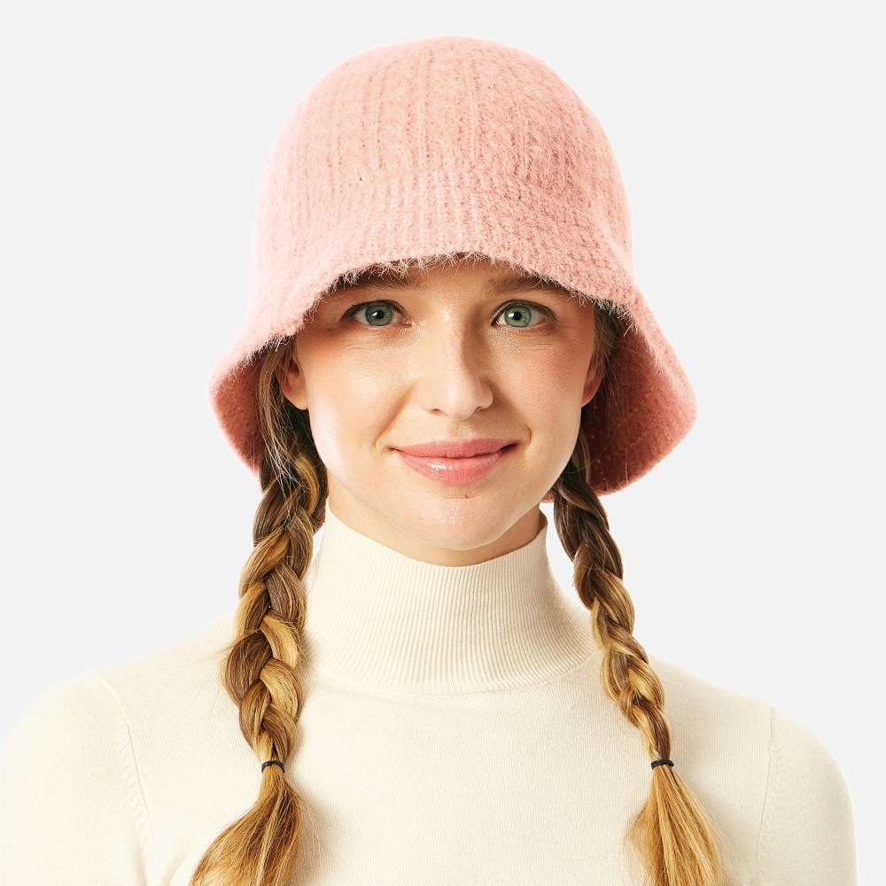 Thick Cable Knit Bucket Hat - One Size Fits Most - 50% Acrylic / 50% Nylon view 2