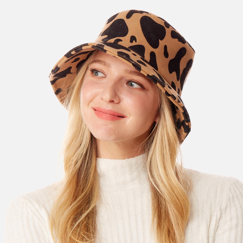 Cow Print Bucket Hat. - One Size Fits Most - Adjustable Draw String - 95% Polyester / 5% Viscose view 4