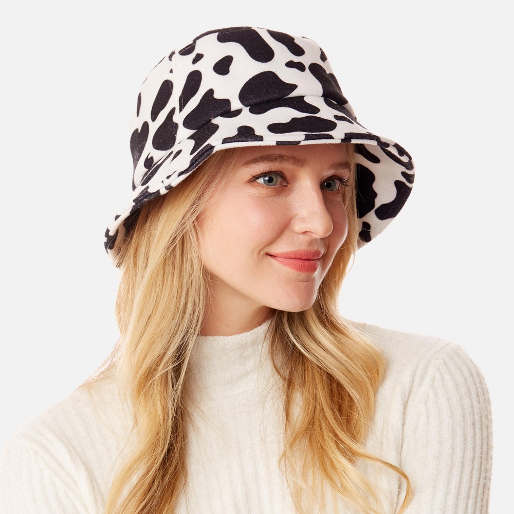 Cow Print Bucket Hat. - One Size Fits Most - Adjustable Draw String - 95% Polyester / 5% Viscose view 4