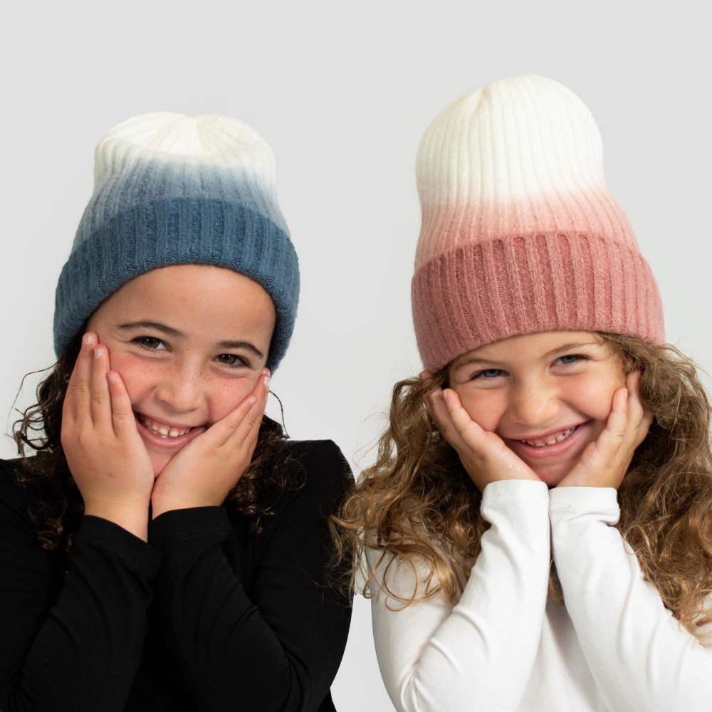 Kids Ombre Knit Beanie - 70% Acrylic/ 27% Nylon/ 3% Spandex - M-L Fits 6-12 view 4