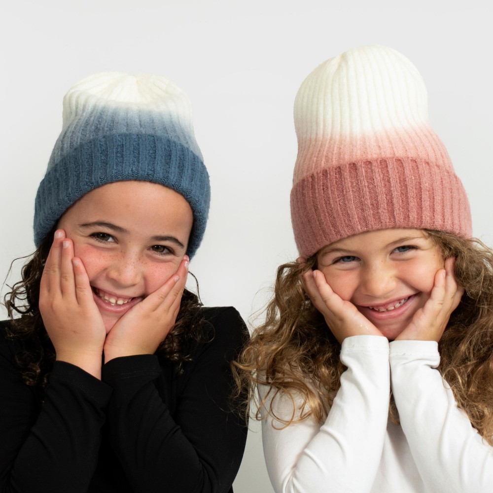 Kids Ombre Knit Beanie - 70% Acrylic/ 27% Nylon/ 3% Spandex - M-L Fits 6-12 view 4