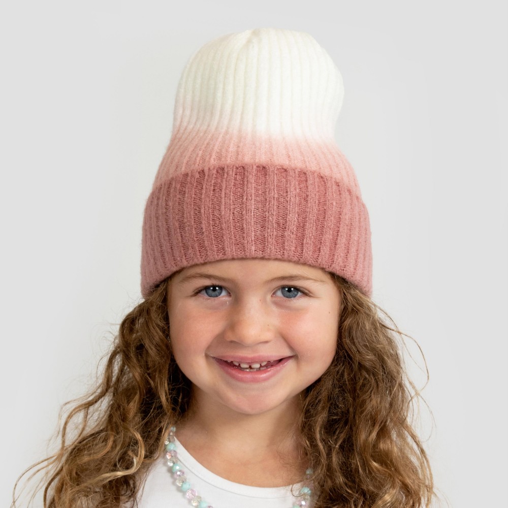 Kids Ombre Knit Beanie - 70% Acrylic/ 27% Nylon/ 3% Spandex - S/M Fits 3-5 view 2