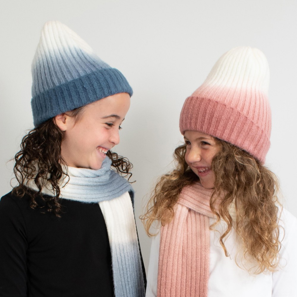 Kids Ombre Knit Beanie - 70% Acrylic/ 27% Nylon/ 3% Spandex - S/M Fits 3-5 view 6