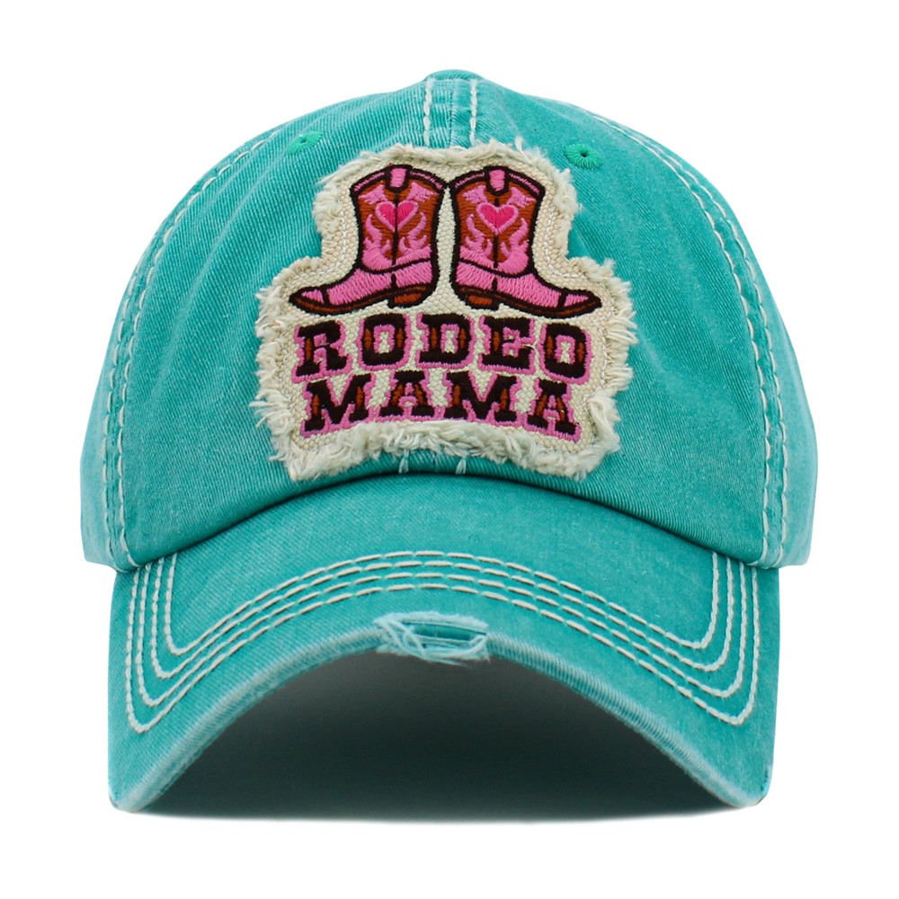 Vintage Distressed "Rodeo Mama" Embroidered Patch Baseball Cap - One Size Fits Most - Adjustable Velcro Closure - 100% Cotton view 2