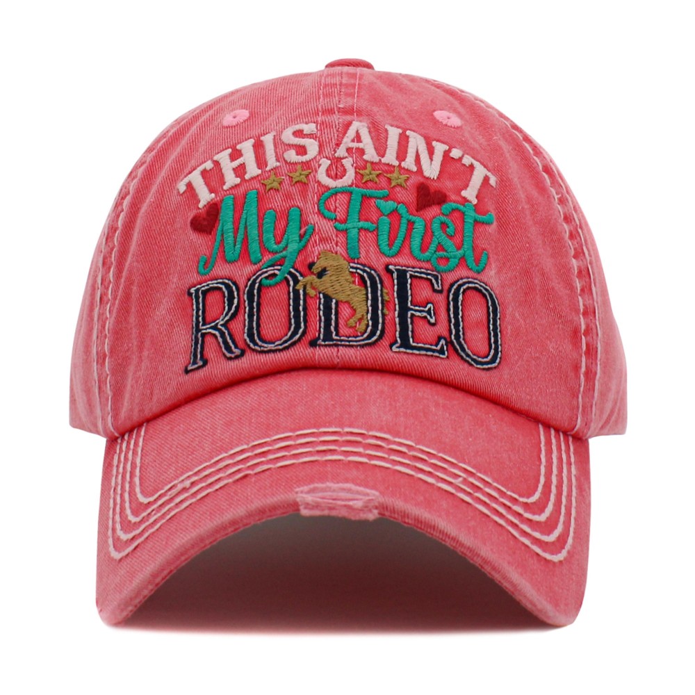 Vintage Distressed "This Ain't My First Rodeo" Embroidered Patch Baseball Cap - One Size Fits Most - Adjustable Velcro Closure - 100% Cotton view 2
