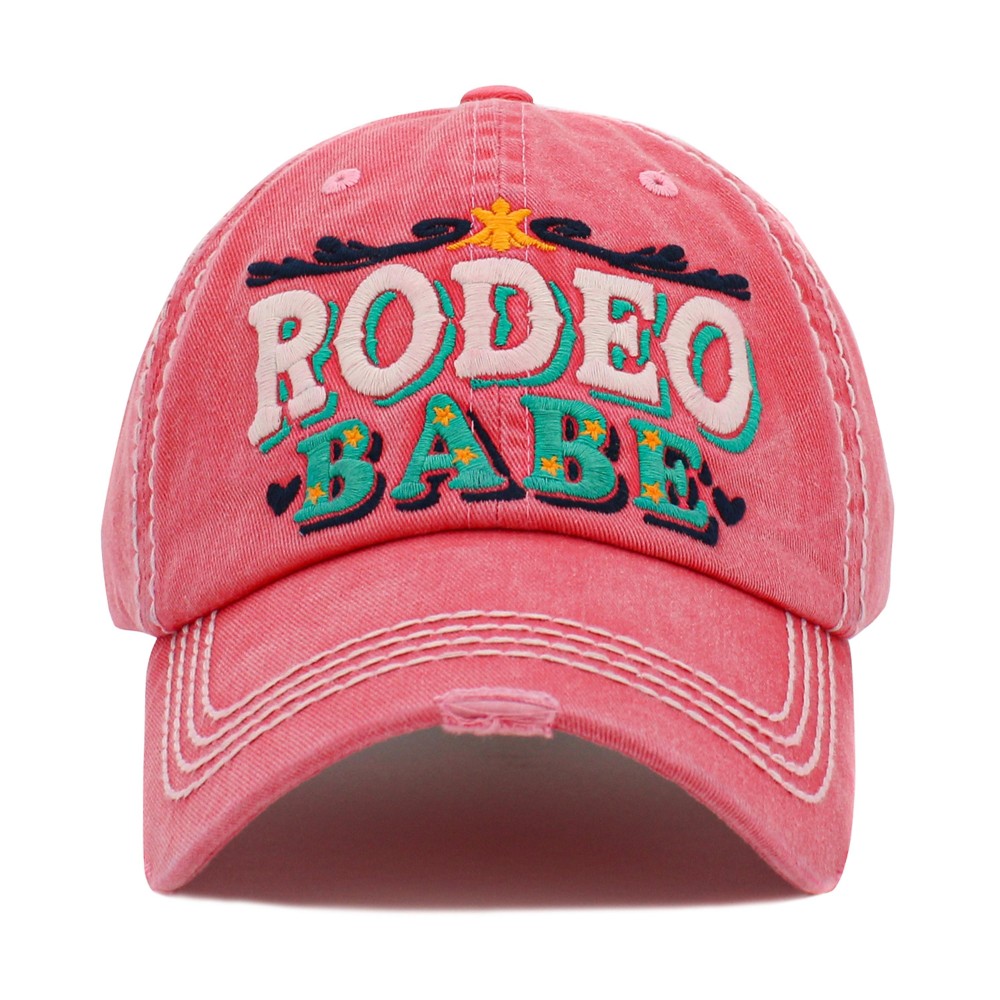 Vintage Distressed Baseball Cap Featuring 'Rodeo Babe' Embroidered Detail - One Size Fits Most - Adjustable Velcro Closure - 100% Cotton view 2