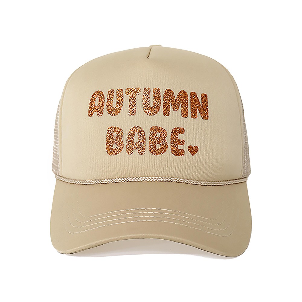 Glitter "Autumn Babe ?? " Trucker Hat. - One Size Fits Most - Snap Adjustable Band - 100% Polyester view 2
