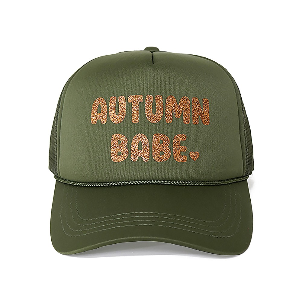 Glitter "Autumn Babe ?? " Trucker Hat. - One Size Fits Most - Snap Adjustable Band - 100% Polyester view 2