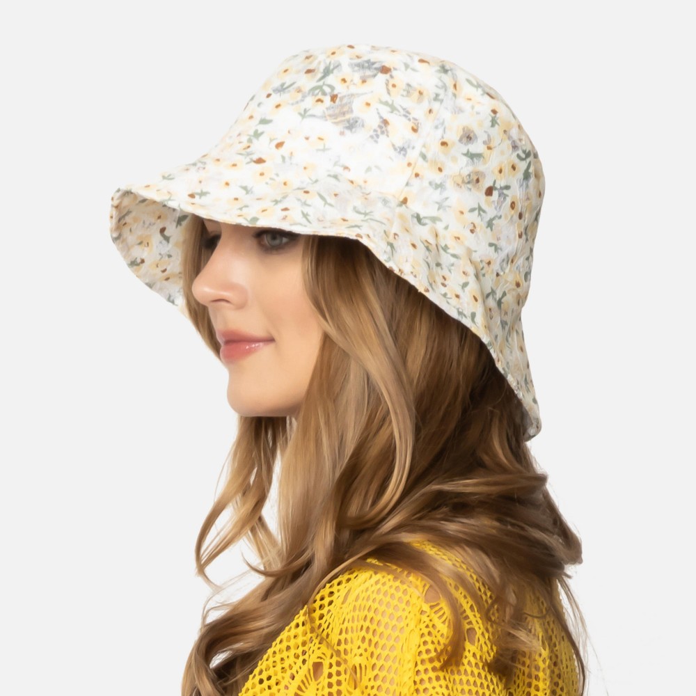 Do Everything In Love Flower Bucket Hat - One Size Fits Most (Drawstring Adjustable) - 100% Polyester view 2