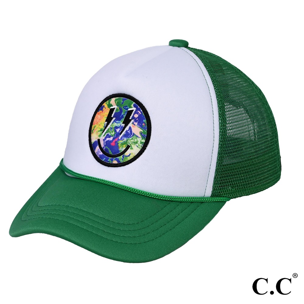 C.C GBA-04 Lighting Bolt Eyes Smile Trucker Cap - One Size Fits Most (Adjustable Snap Back) - 100% Polyester view 2