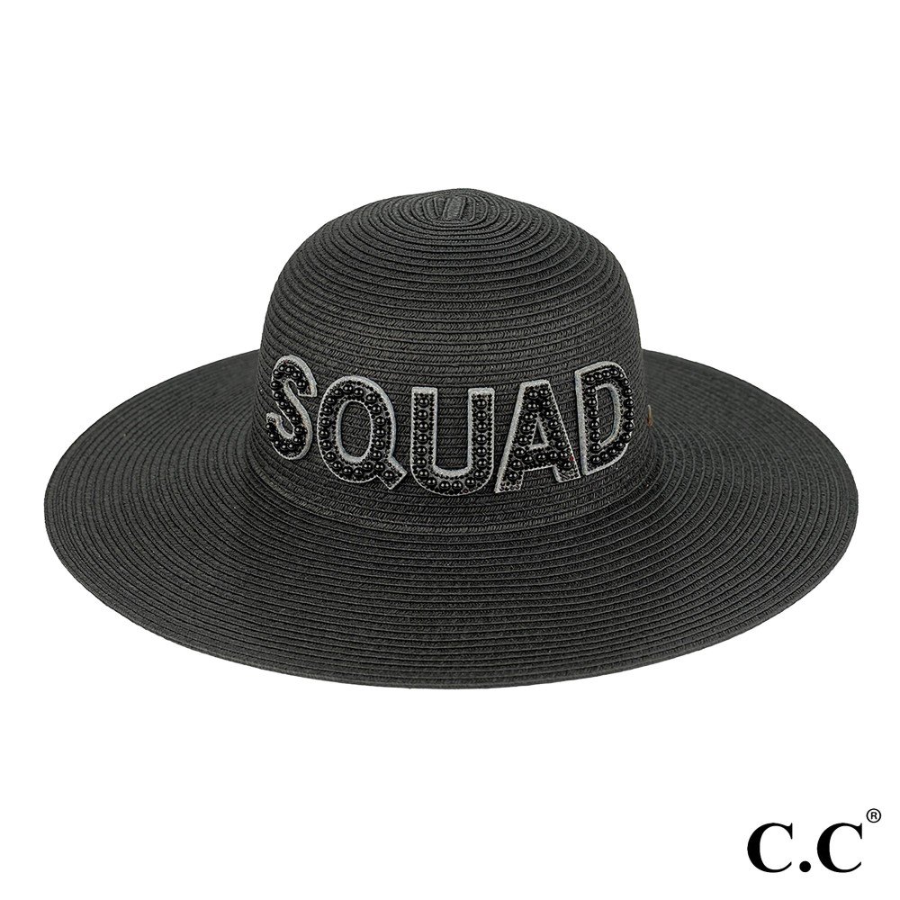 C.C STC-10 Brim Hat Bride & Squad Wide Brim Sun Hat In Pearls, Rhinestone and Glitter Charms - One Size Fits Most With Internal Drawstring - Brim Approximately 4" - 80% Paper/ 20% Polyester view 2