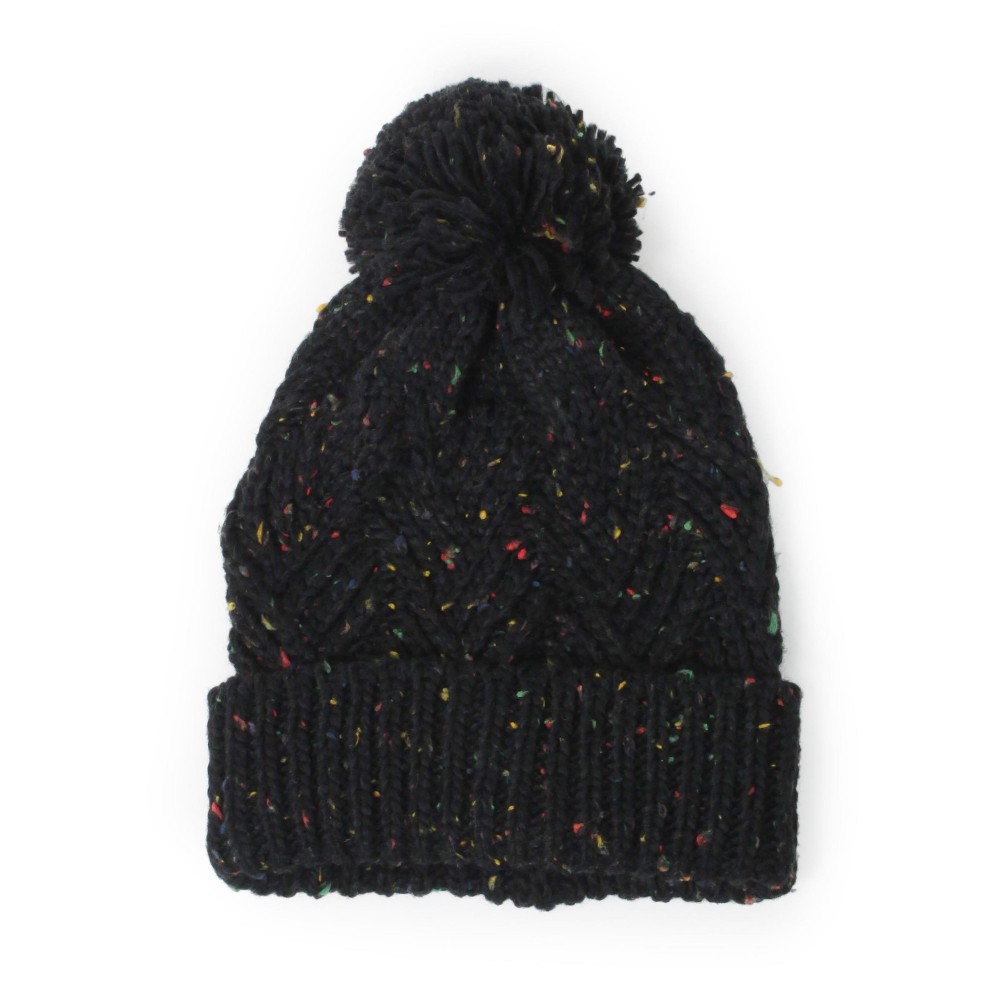 Confetti Knit Beanie WIth String Pom Pom - One Size Fits Most - 100% Acrylic view 4