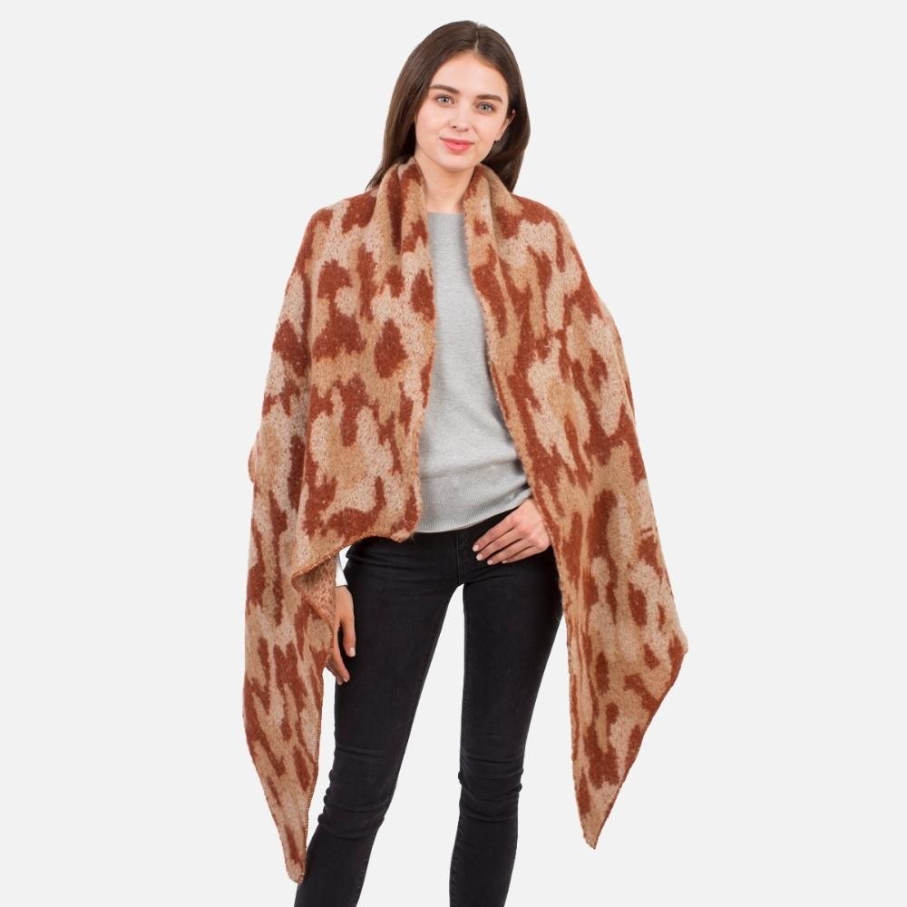 Leopard Print Knit Scarf. - Approximately 22" W x 82" L - One Size Fits Most - 100% Polyester view 2
