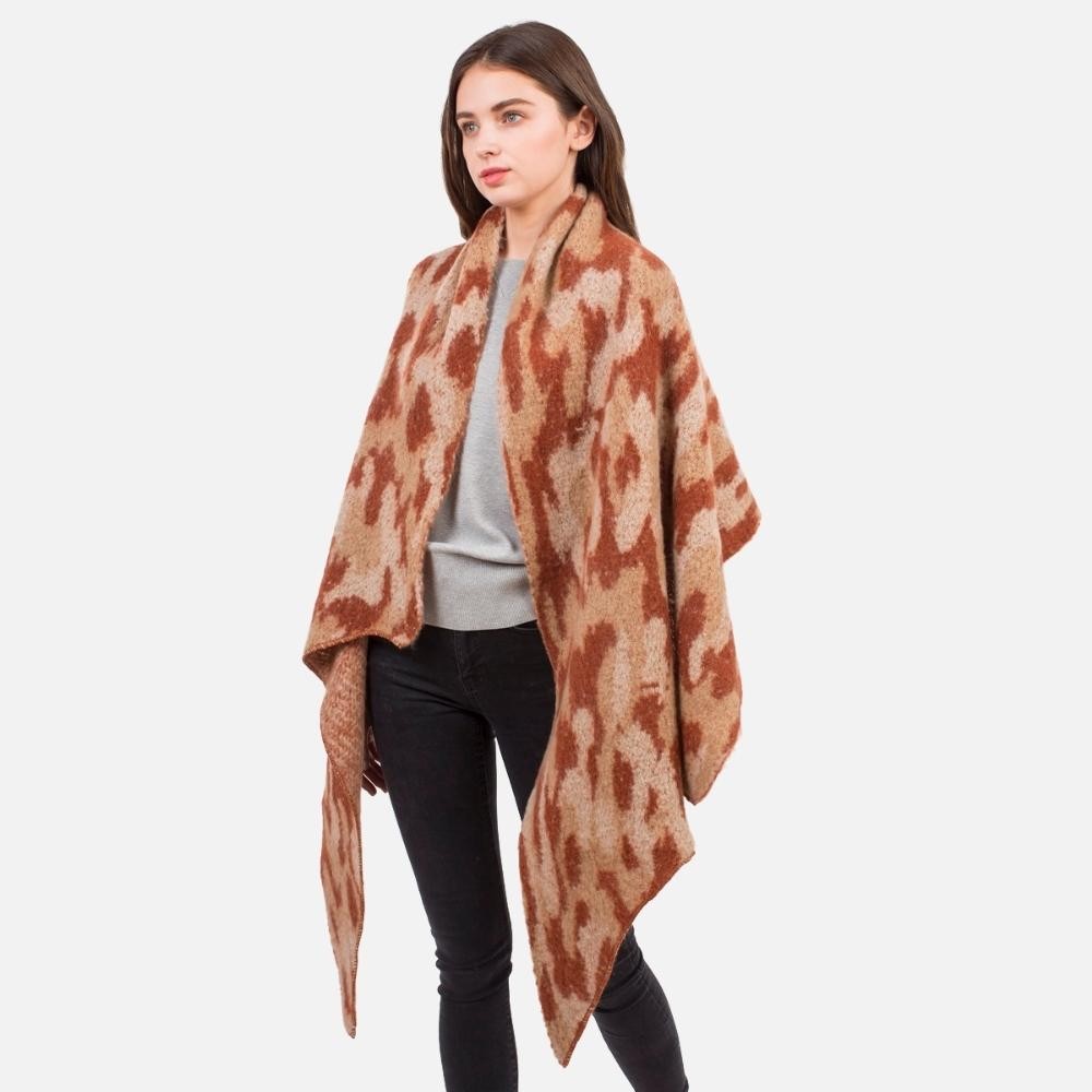 Leopard Print Knit Scarf. - Approximately 22" W x 82" L - One Size Fits Most - 100% Polyester view 4
