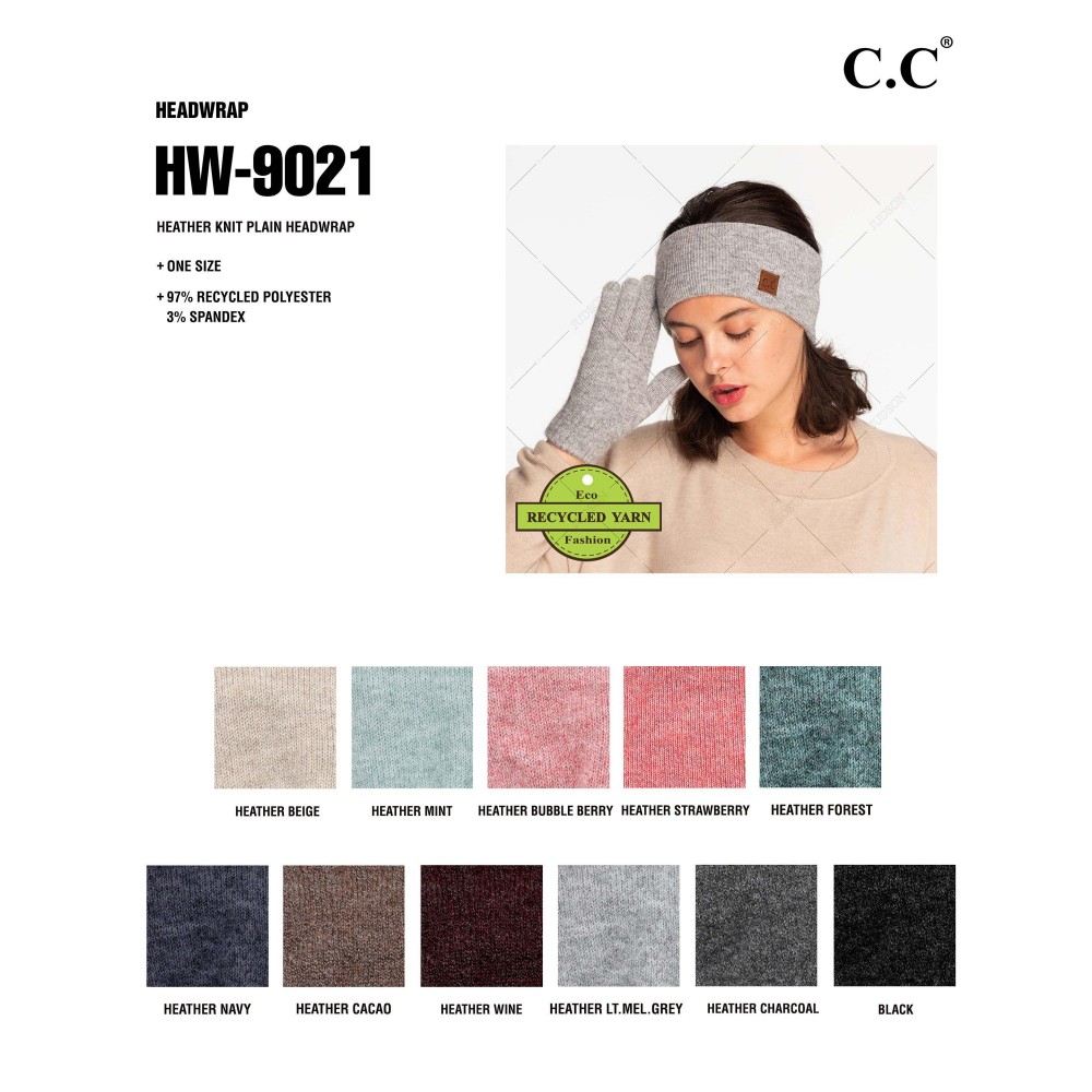 C.C HW-9021 Heather Knit Plain Headwrap - One Size Fits Most - 97% Recycled Polyester / 3% Spandex view 4