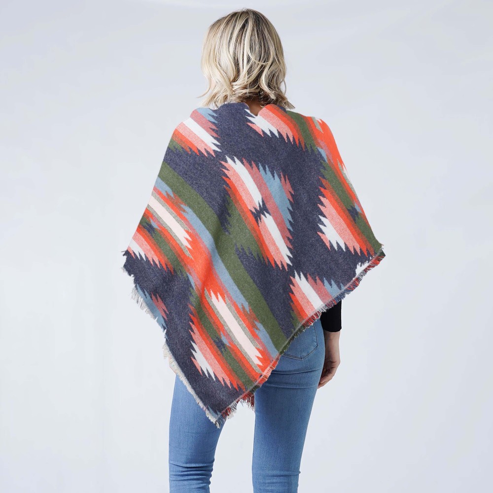Western Jacquard Blanket Wrap Scarf With Frayed Edges - 100% Acrylic - Approximately 52.5" W x 55" L view 4