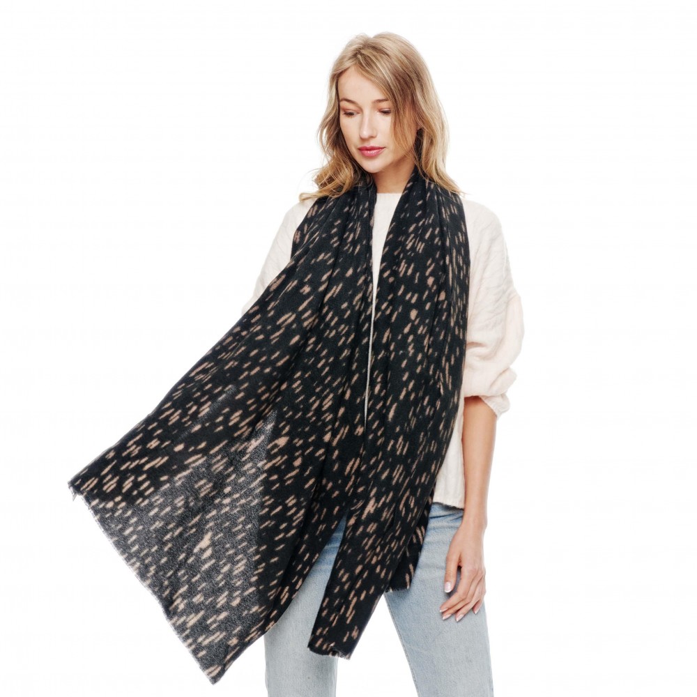 Lightweight Printed Scarf With Frayed Edges - Approximately 32" W x 72" L - 100% Polyester view 2
