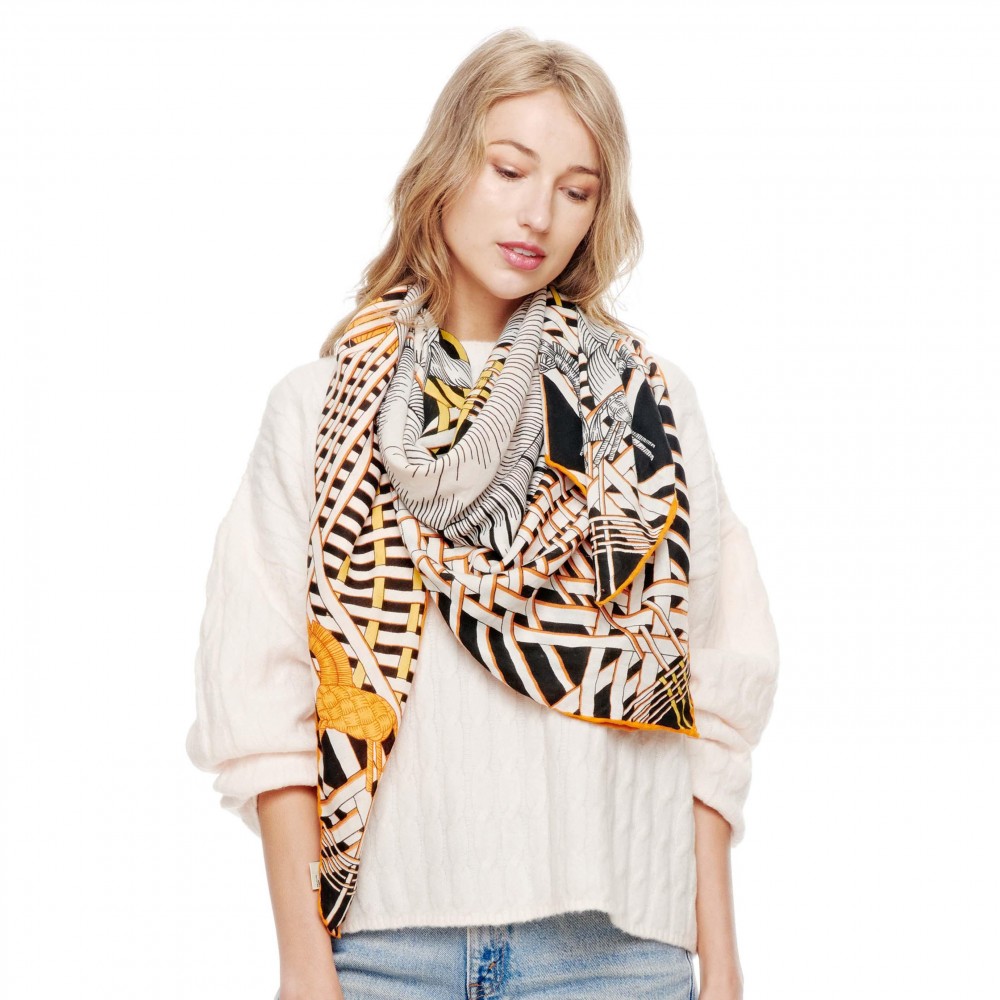 Lightweight Wool Feel Printed Square Scarf - 100% Polyester - Approximately 54" W x 54" H view 2