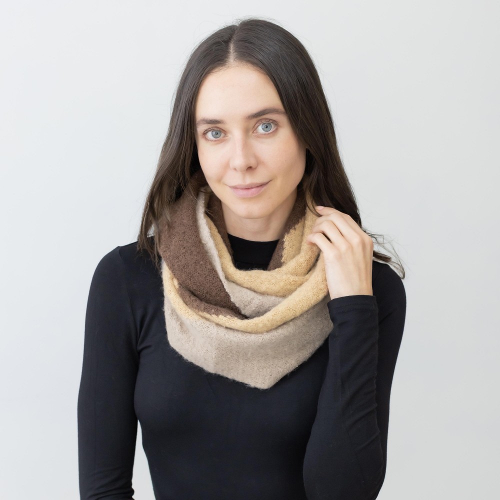 Chevron Color Block Knit Infinity Scarf - One Size - 100% Polyester view 4