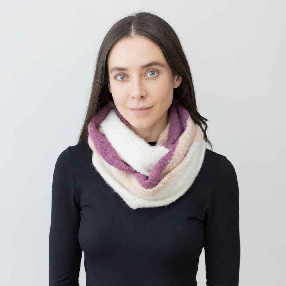 Chevron Color Block Knit Infinity Scarf - One Size - 100% Polyester view 2