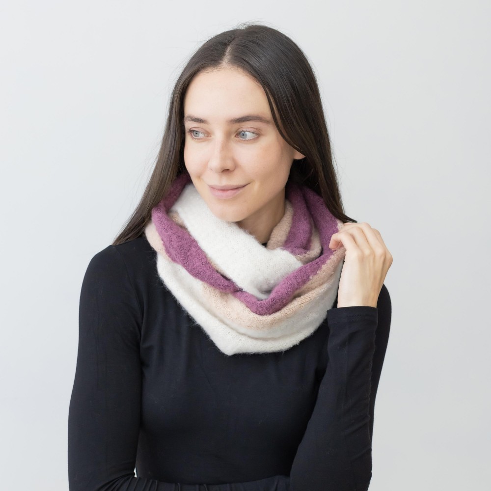 Chevron Color Block Knit Infinity Scarf - One Size - 100% Polyester view 4