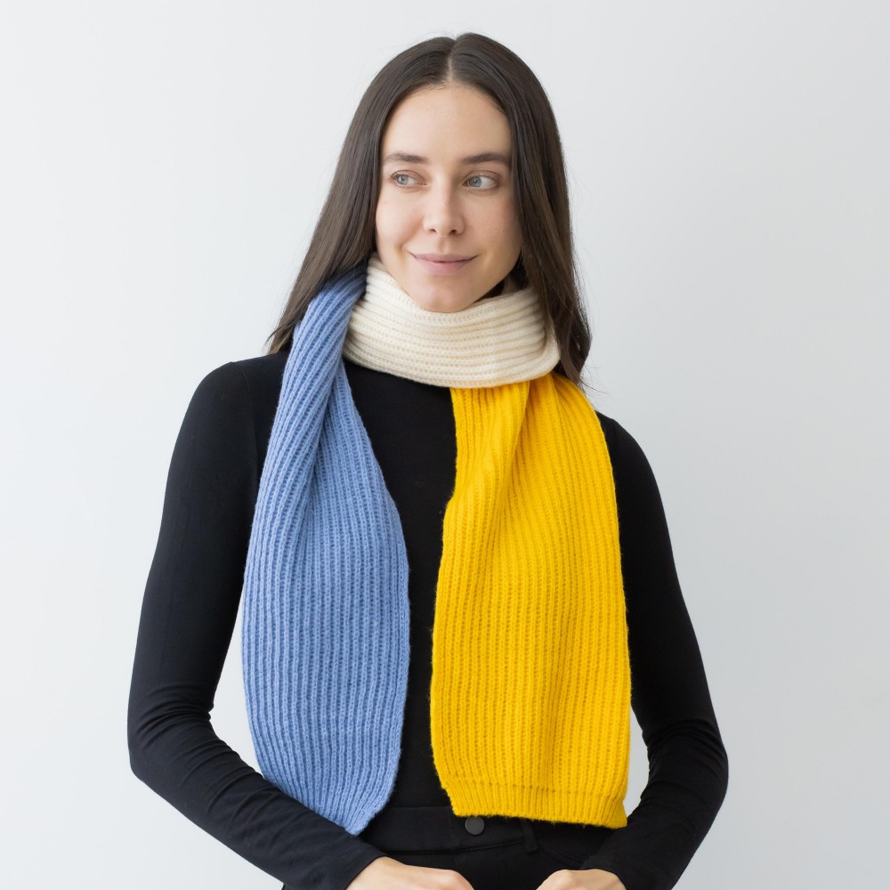Knit Ribbed Color Block Scarf. - Approximately 10" W x 66" L - 100% Acrylic view 4