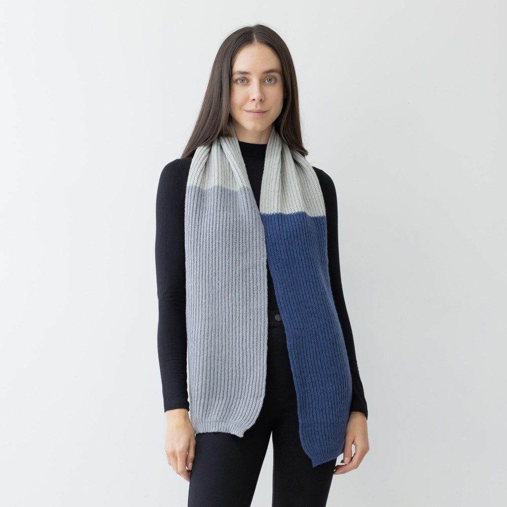 Knit Ribbed Color Block Scarf. - Approximately 10" W x 66" L - 100% Acrylic view 2