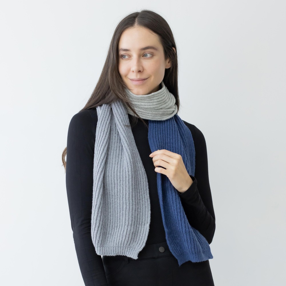 Knit Ribbed Color Block Scarf. - Approximately 10" W x 66" L - 100% Acrylic view 4