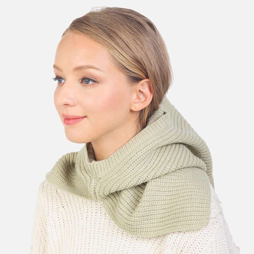 Solid Knit Scarf Hood - One Size - 70% Acrylic / 30% Nylon view 4