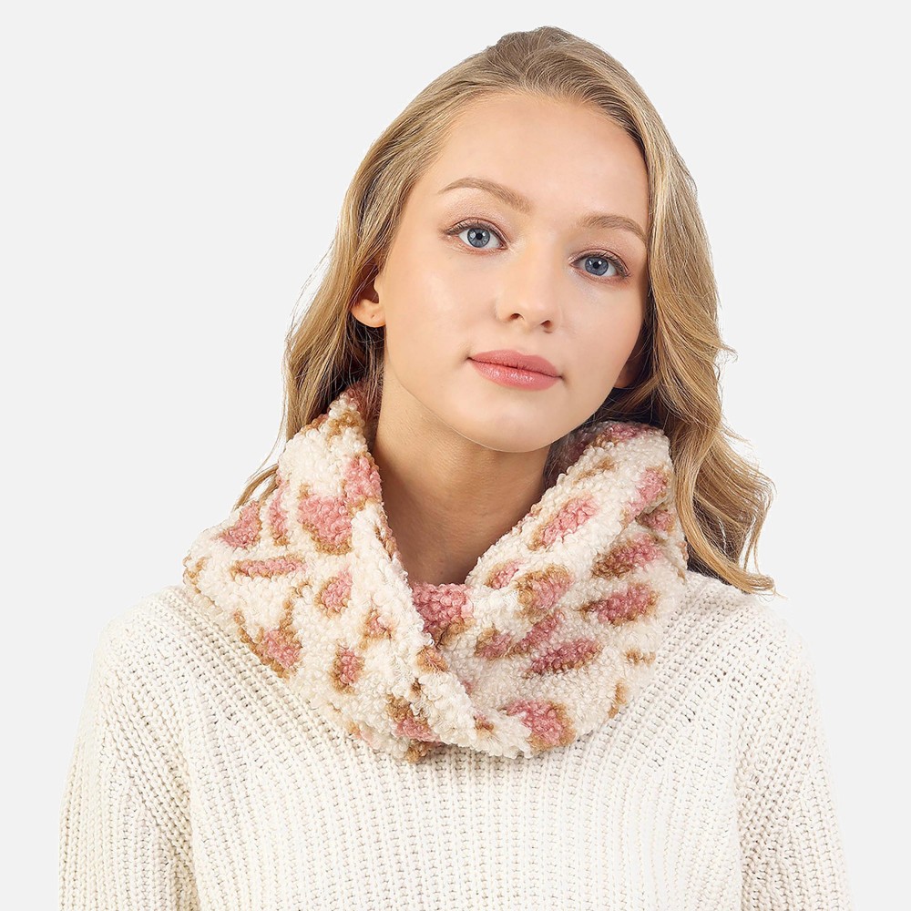 Faux Fur Animal Print Infinity Scarf - One Size Fits Most - 100% Polyester view 2