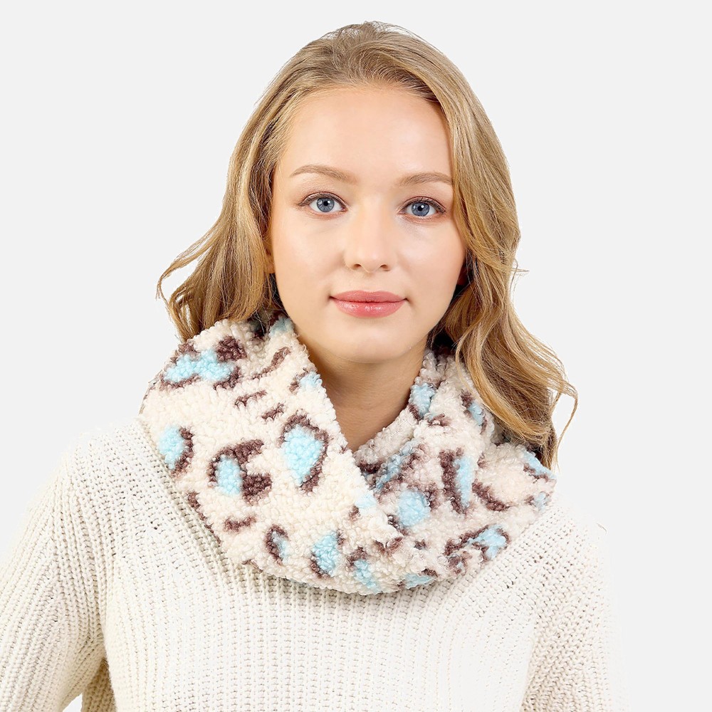 Faux Fur Animal Print Infinity Scarf - One Size Fits Most - 100% Polyester view 2
