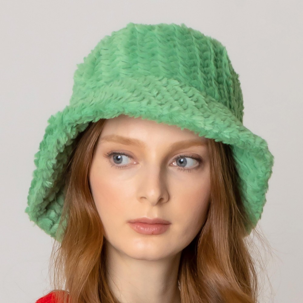 Do Everything In Love Textured Faux Fur Bucket Hat - One Size Fits Most - Lined Hat With Adjustable Drawstring - 100% Polyester 7 view 2