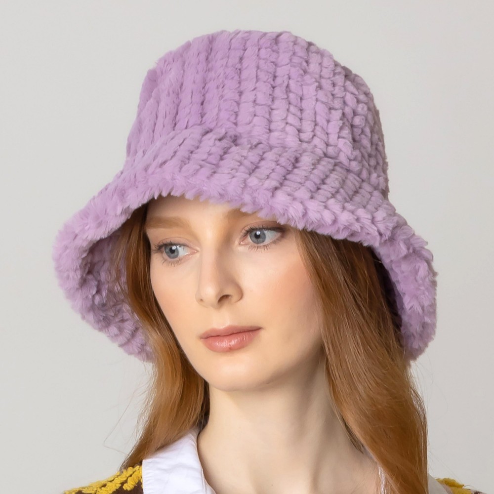 Do Everything In Love Textured Faux Fur Bucket Hat - One Size Fits Most - Lined Hat With Adjustable Drawstring - 100% Polyester 7 view 2