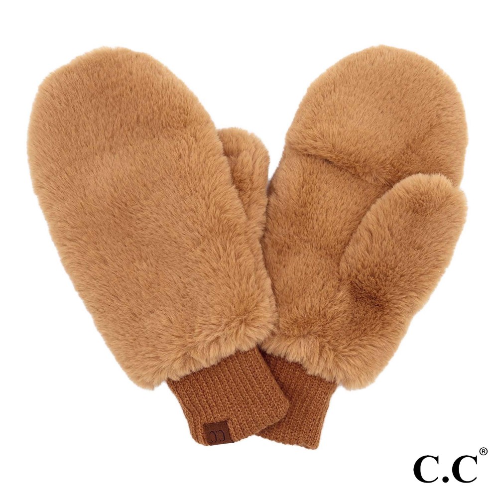 C.C MT-715 Faux Fur Mitten Glove - One Size - Convertible Covers - 100% Polyester view 2