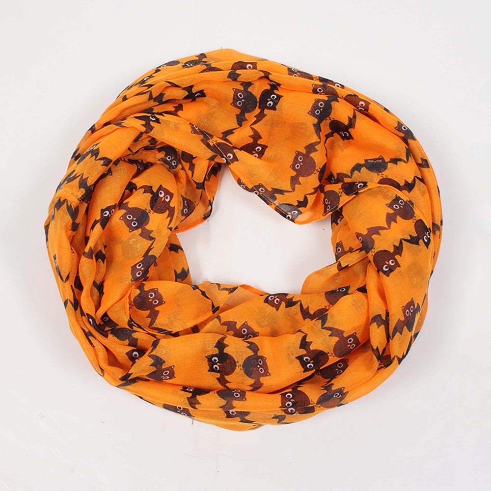 Owl/Bat Halloween Printed Infinity Scarf - One Size - 100% Polyester view 2