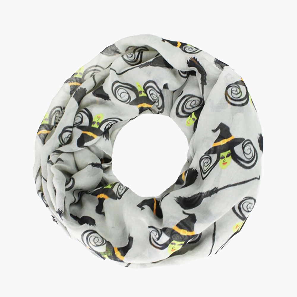 Witch Printed Halloween Infinity Scarf - One Size - 100% Polyester - Lightweight Material view 2