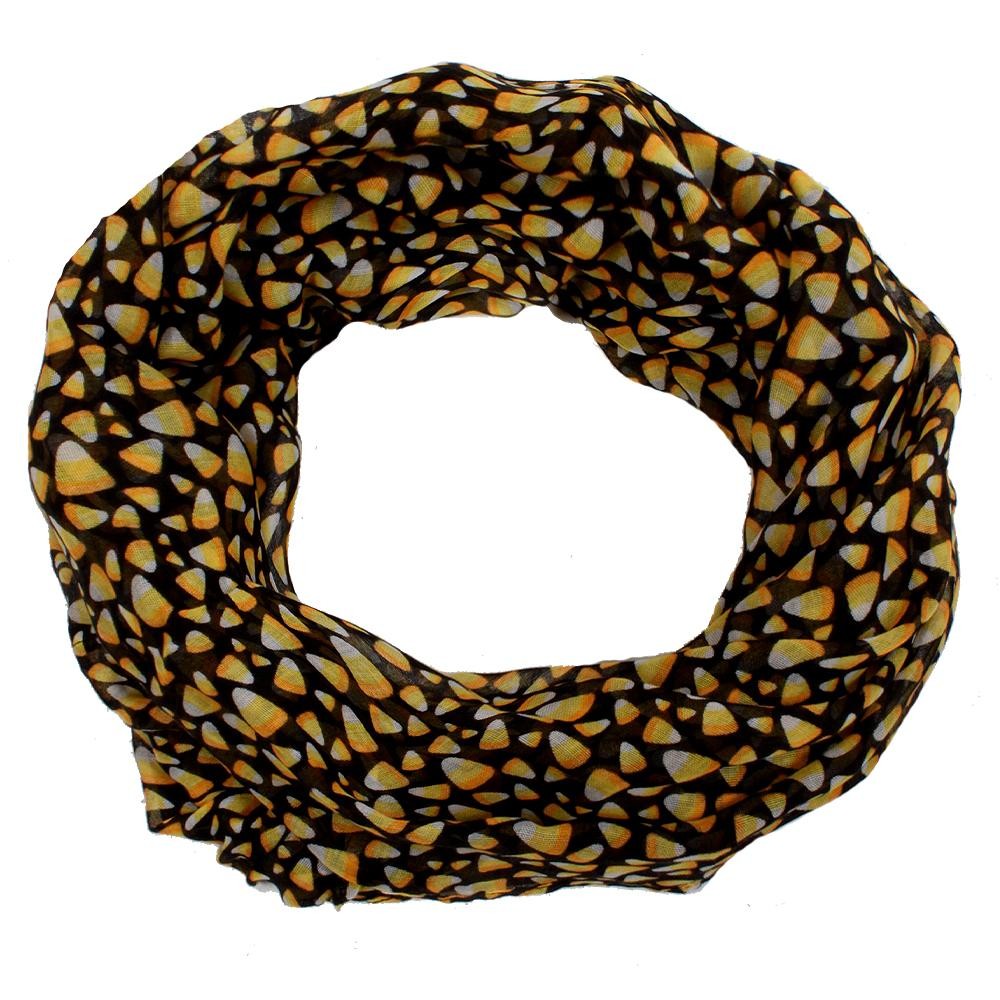 Candy Corn Printed Halloween Infinity Scarf - One Size - 100% Polyester - Lightweight Material view 2