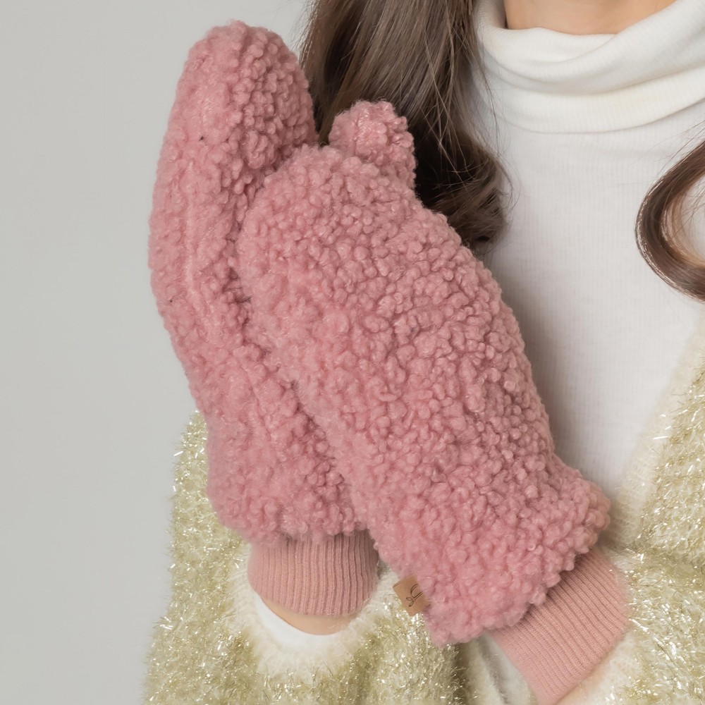 Do Everything In Love Solid Sherpa Mittens - One Size Fits Most - 100% Polyester view 2