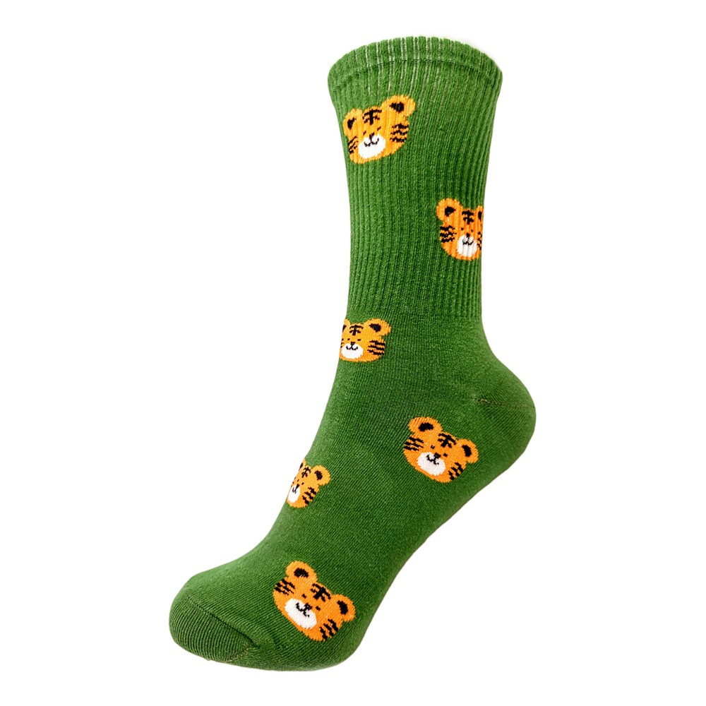 Tiger Print Ribbed Tube Socks. (10 Pack) - One Size Fits Most (Sizes Adult 6-8) - 75% Combed Cotton / 15% Spandex / 10% Polyester view 2