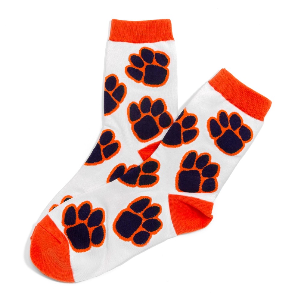 Game Day Paw Print Tube Socks (10 Pack) - One Size Fits Most (Sizes Adult 6-8) - 75% Combed Cotton / 15% Spandex / 10% Polyester view 2